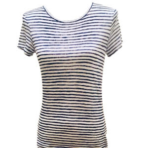 Express Navy Blue And White Striped Burnout Tee